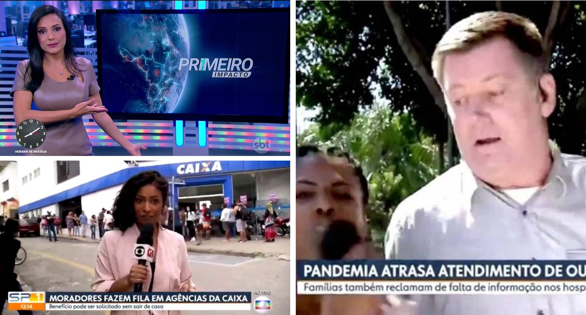Reportagens ao vivo são invadidas por manifestes politicos em meio a pandemia do corona vírus emissoras de TV preocupadas com ataques a imprensa