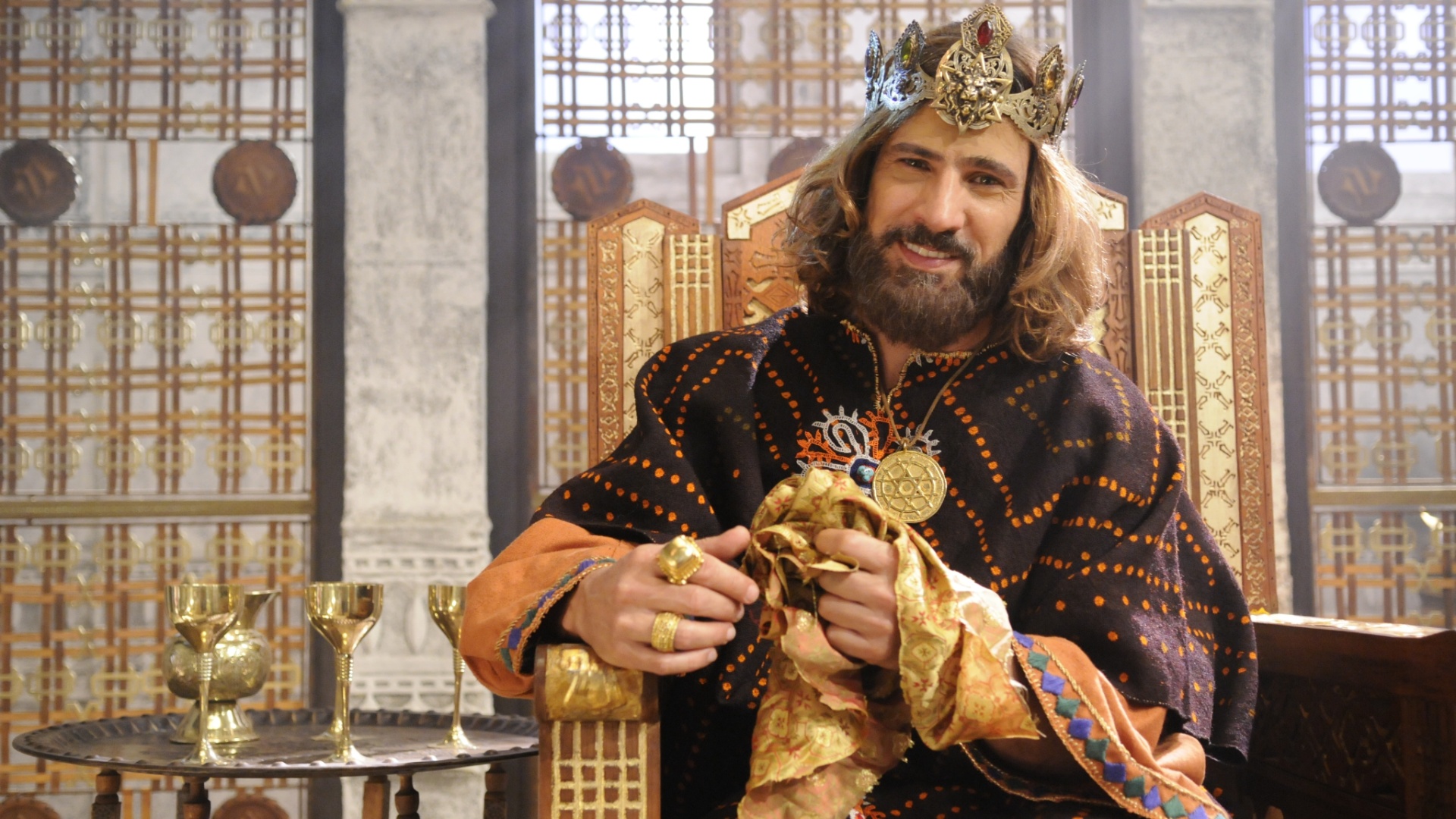 (Leonardo Brício em cena da minissérie 'Rei Davi' / Foto: Record TV/Reprodução)