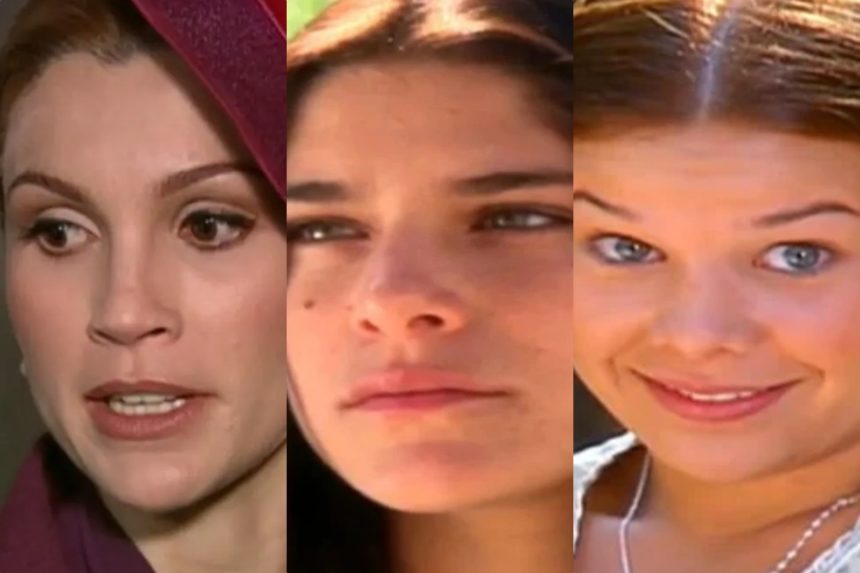 As personagens de Alma Gêmea: Cristina, Serena e Mirna. Observação: (A imagem/Montagem/Reprodução).