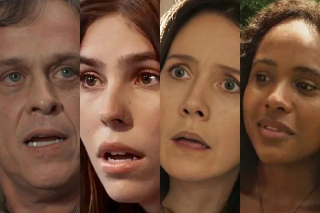 Os personagens de remake de Renascer: Humberto, Buba, Dona Patroa e Maria Santa. (A Imagem: reprodução.